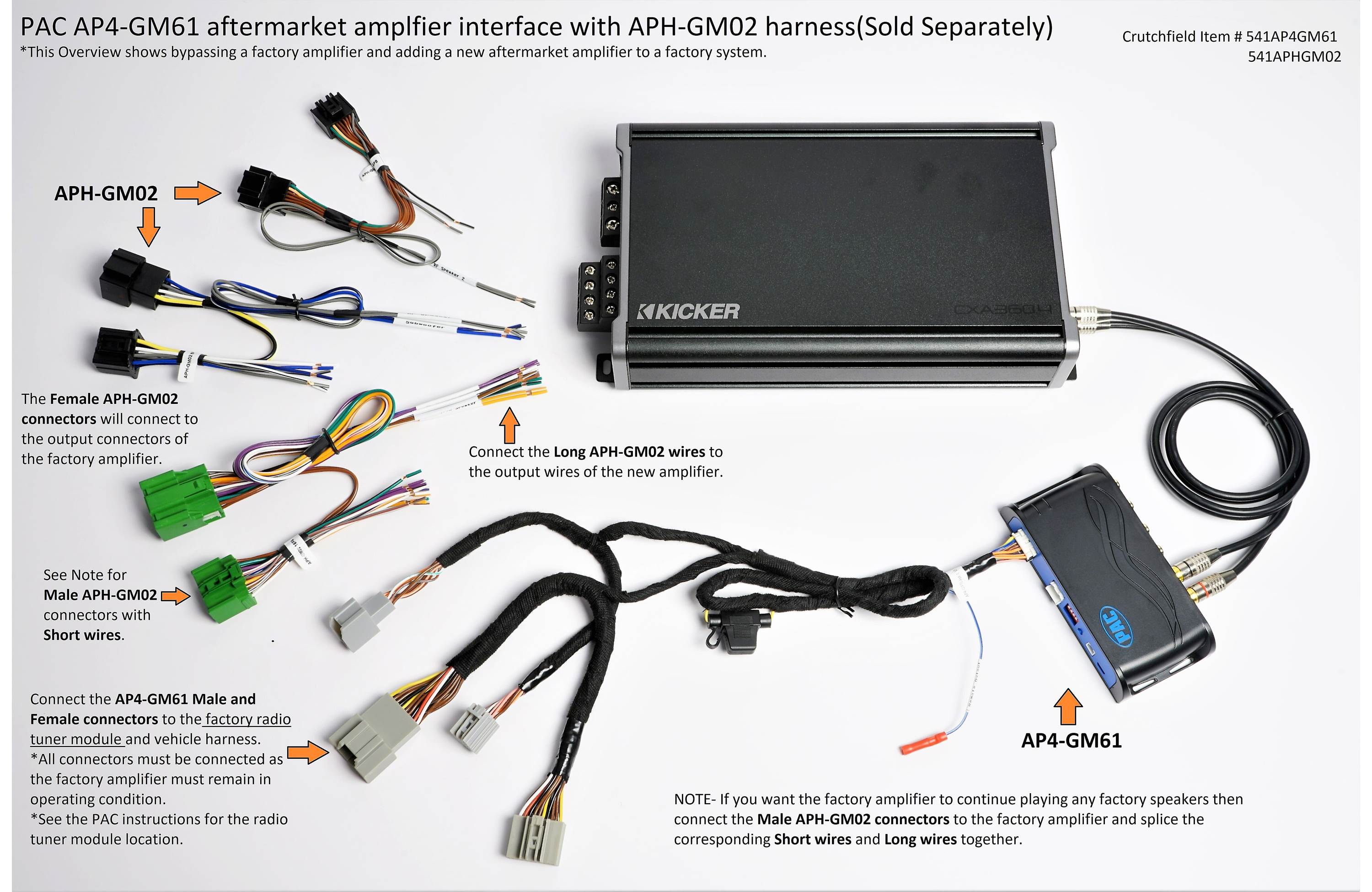 PAC AmpPRO AP4-GM61 Aftermarket Amplifier Interface  2014-up GM vehicles