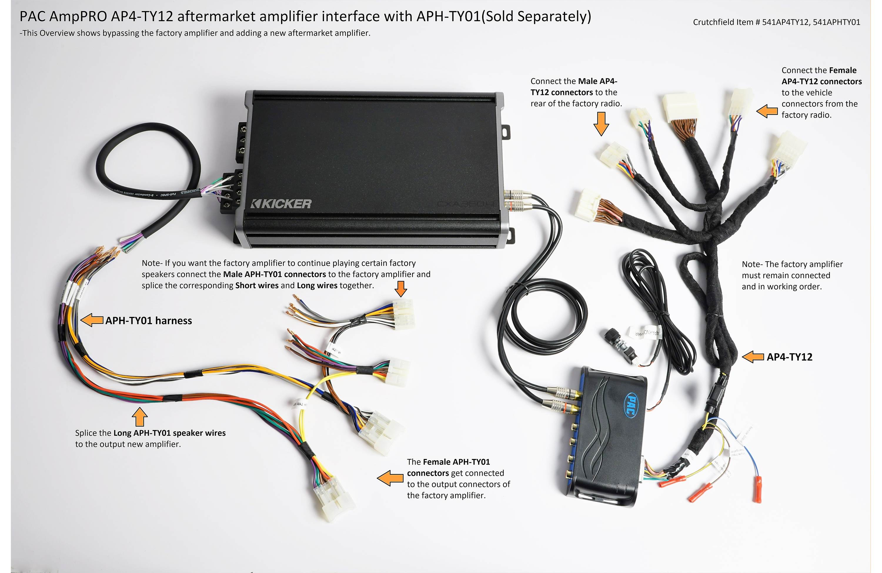 PAC AmpPRO AP4-TY12 Aftermarket Amplifier Interface 2012-up Toyota and Lexus vehicles