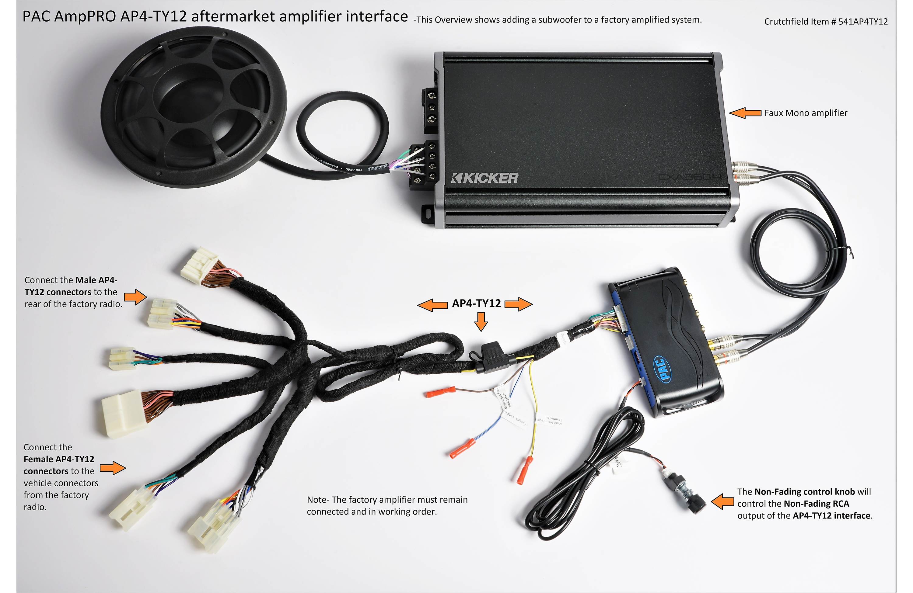 PAC AmpPRO AP4-TY12 Aftermarket Amplifier Interface 2012-up Toyota and Lexus vehicles