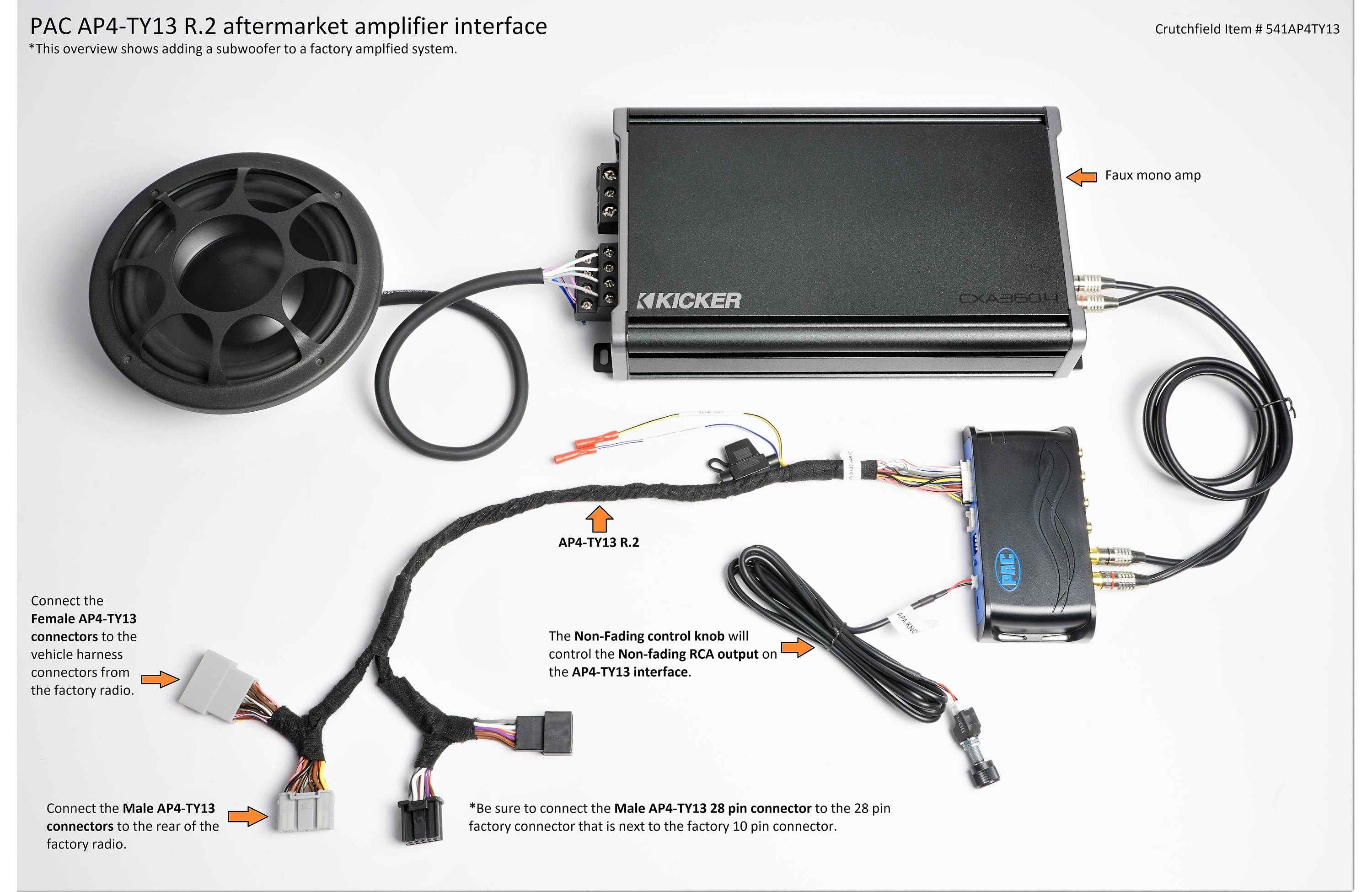 PAC AmpPRO AP4-TY13 Aftermarket Amplifier Interface 2018-20 Toyota vehicles