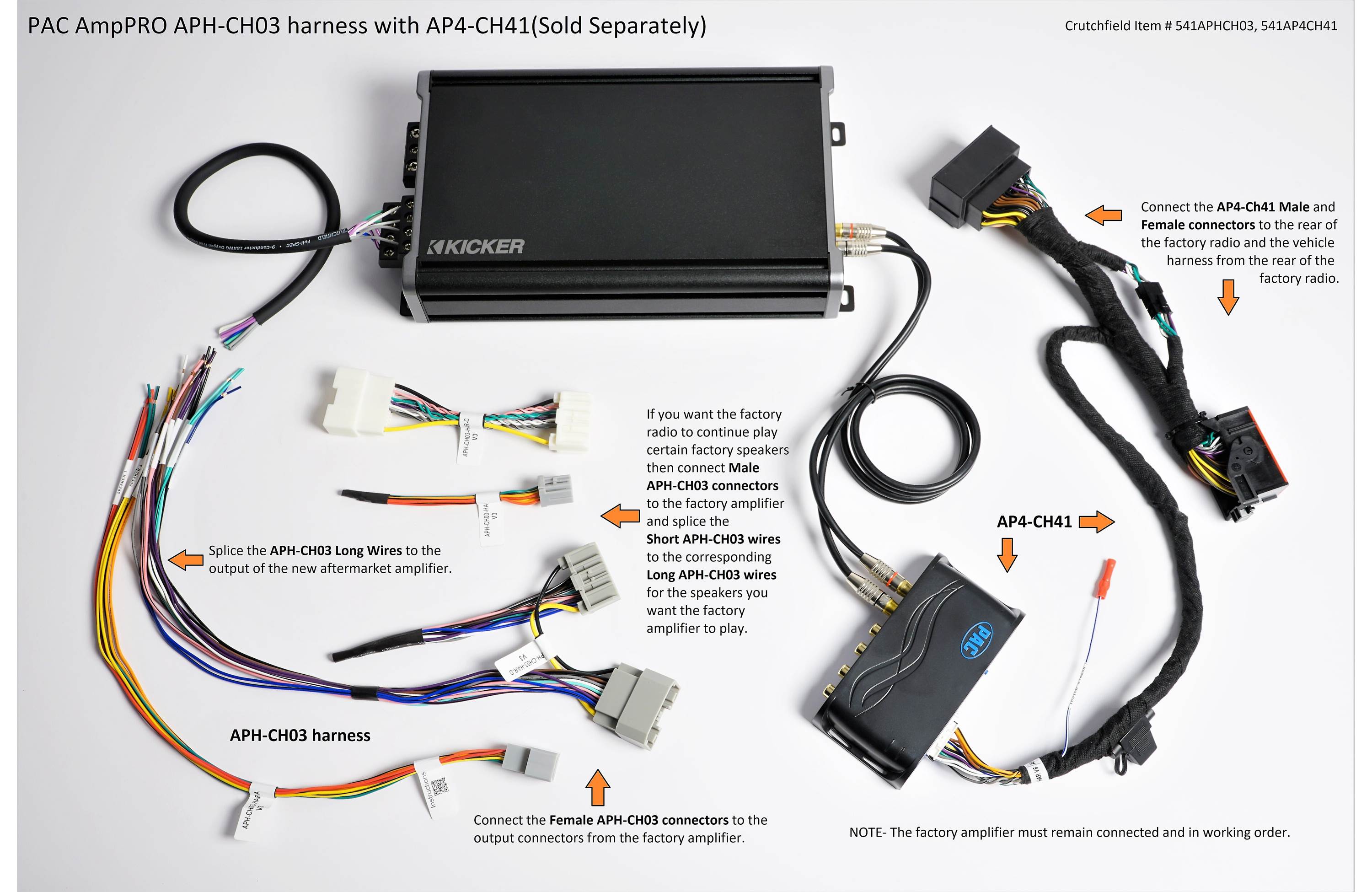 PAC APH-CH03 AmpPro Harness select 2015-20 Chrysler, Dodge, Jeep, and RAM vehicles