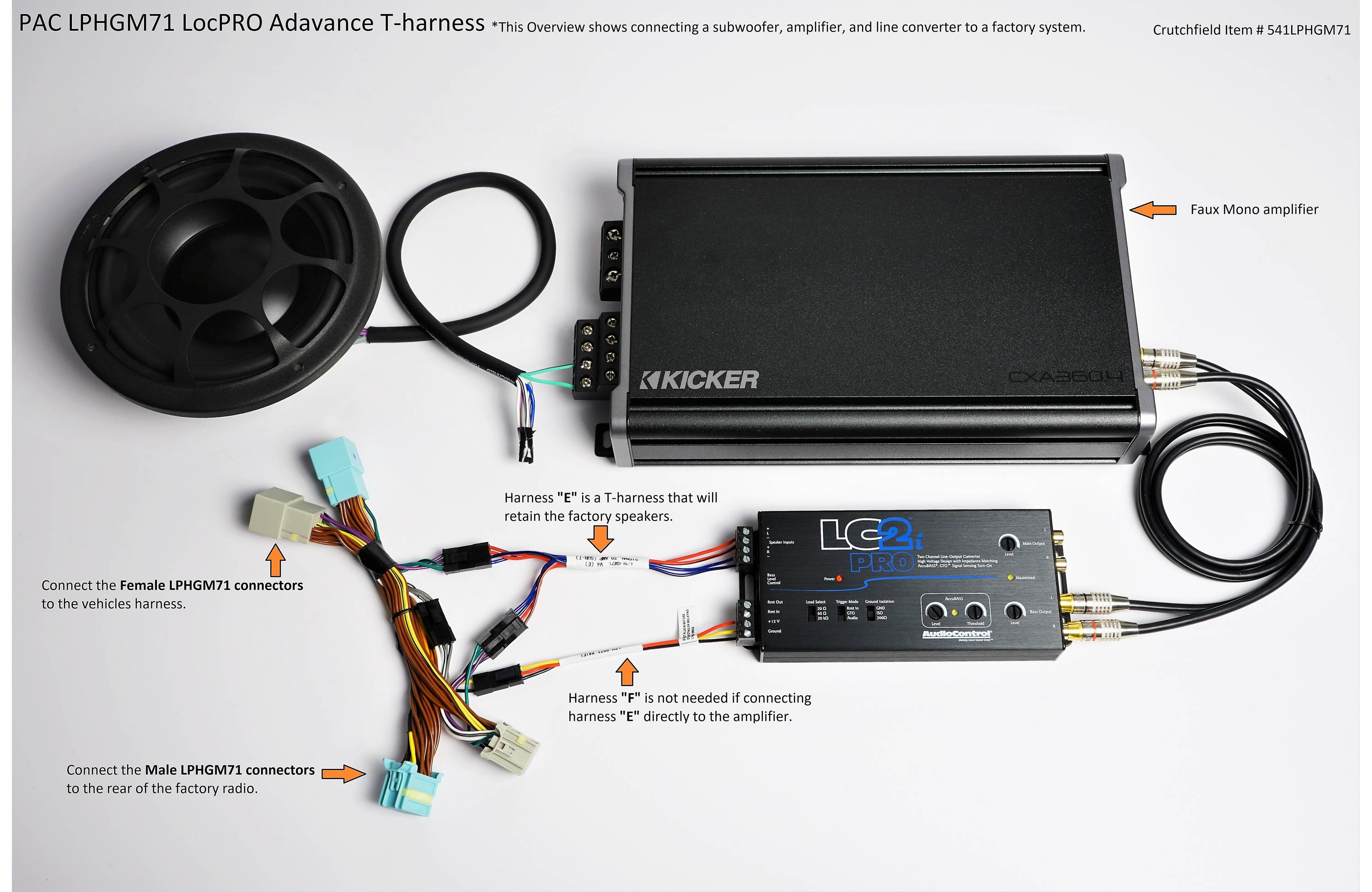 PAC LPHGM71 LocPro Advanced T-Harness select 2019-up GM vehicles without a factory amp