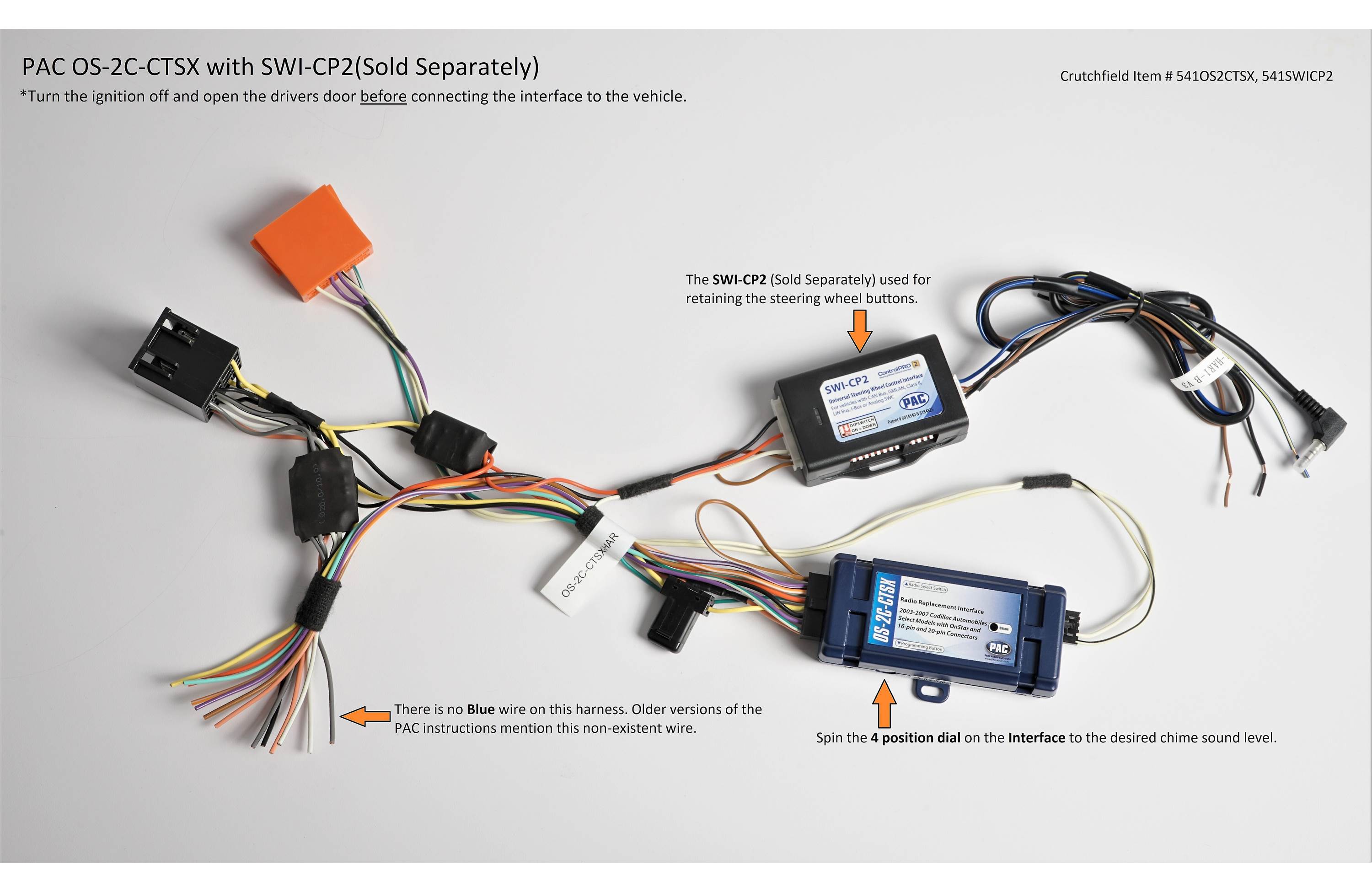 PAC OS-2C-CTSX Wiring Interface amplified audio system in 2003-07 Cadillac CTS or SRX models