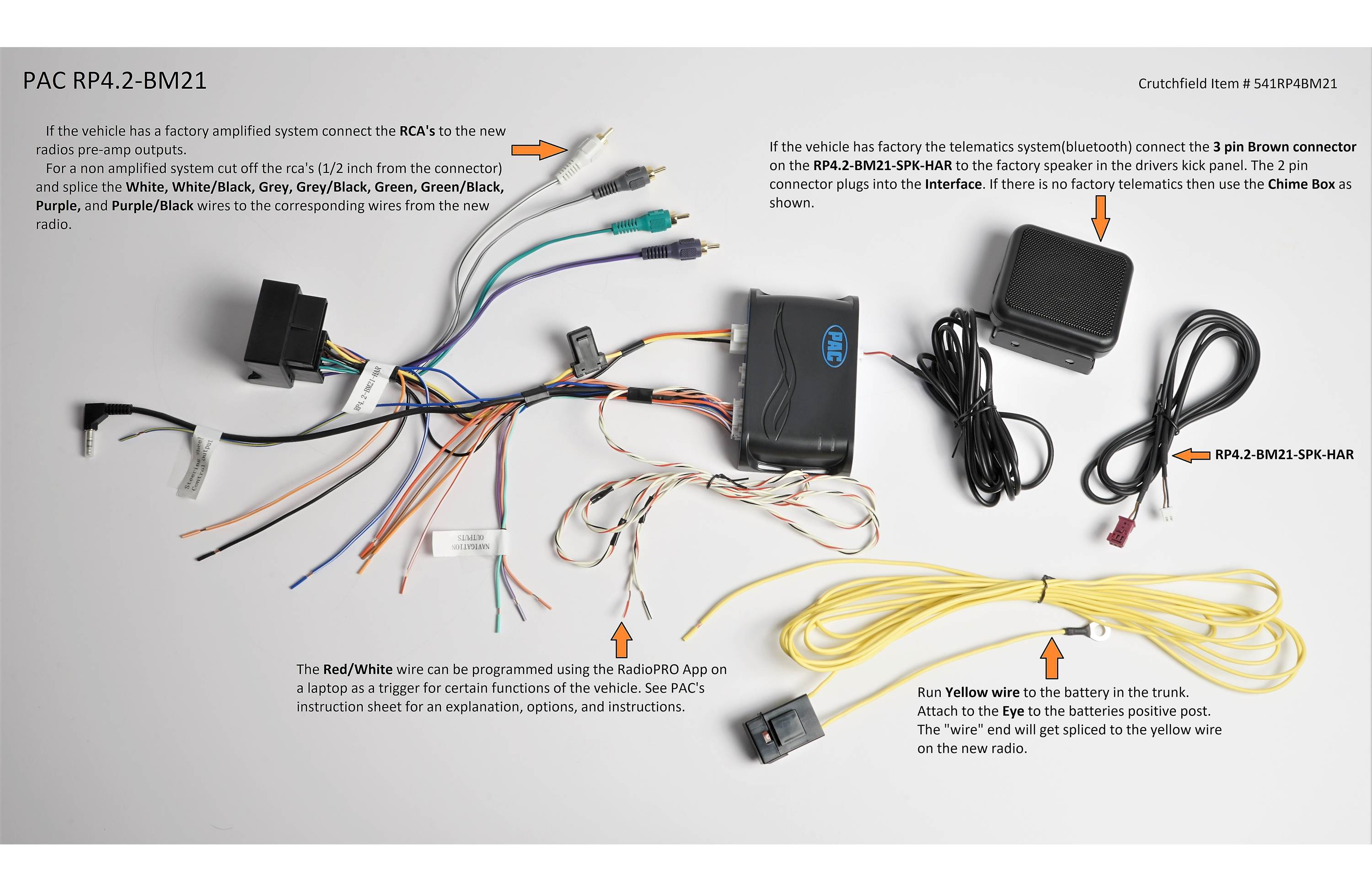 PAC RP4.2-BM21 Wiring Interface in select 2006-2015 BMW vehicles