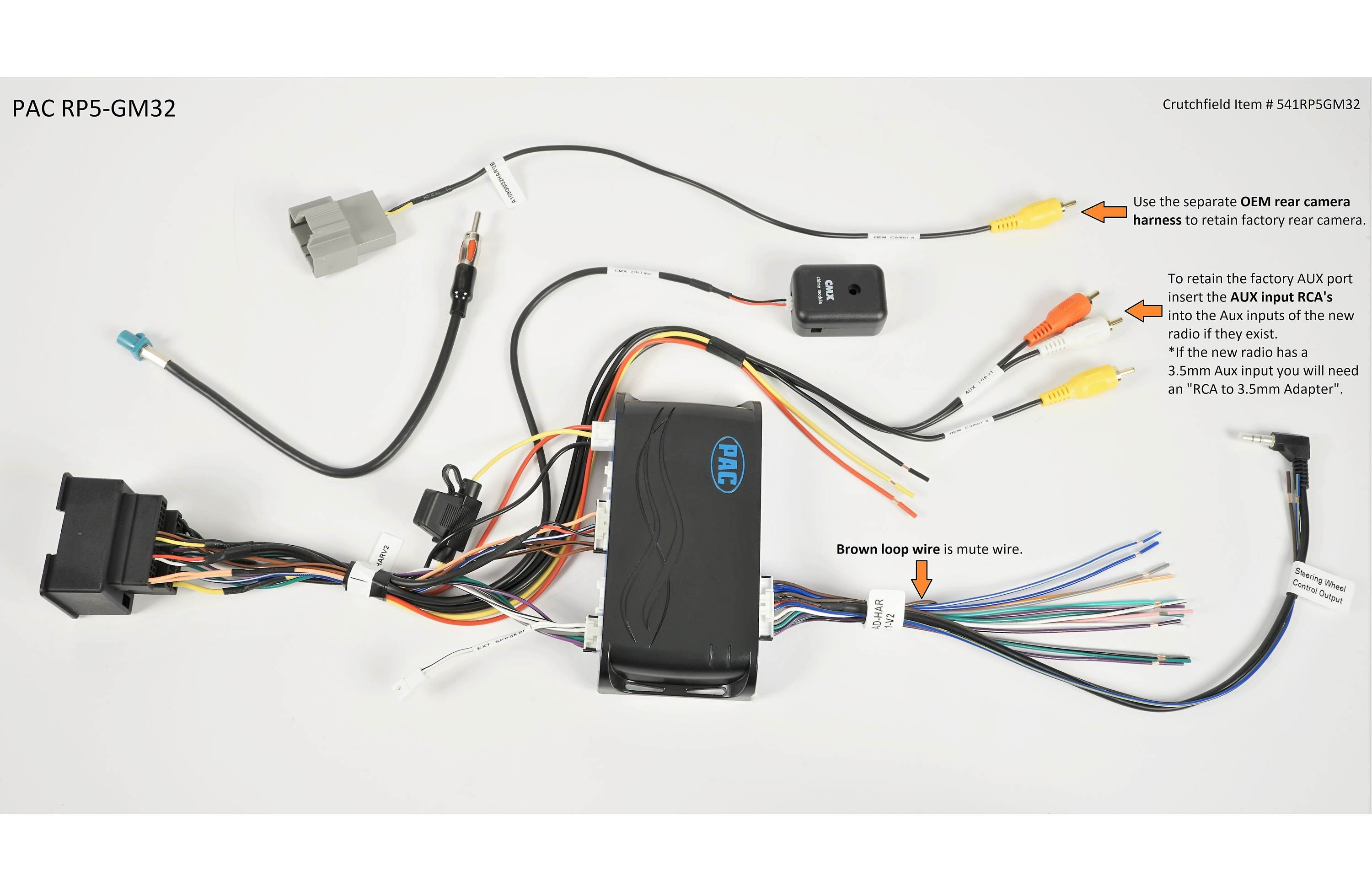 PAC RP5-GM32 Wiring Interface in select 2012-20 GM models with navigation
