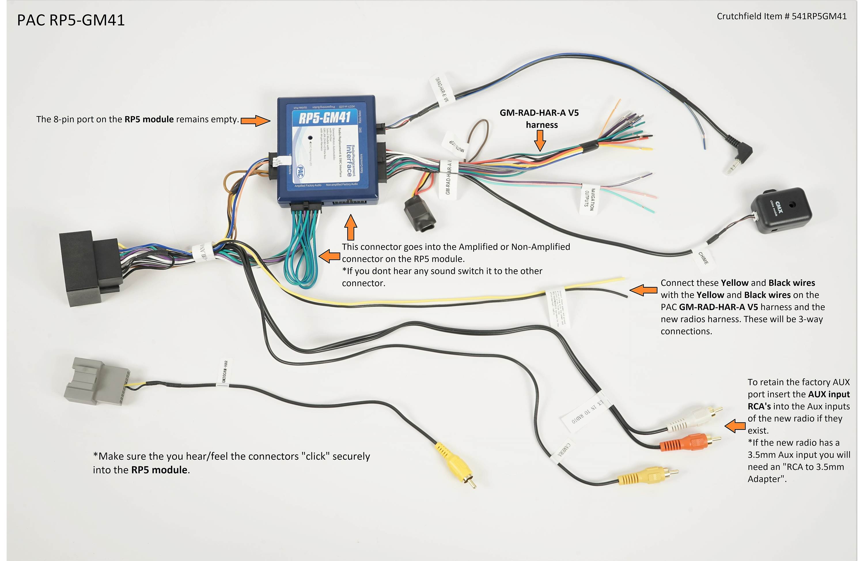 PAC RP5-GM41 Wiring Interface RadioPro Radio Replacement Interface With Built In OnStar Retention