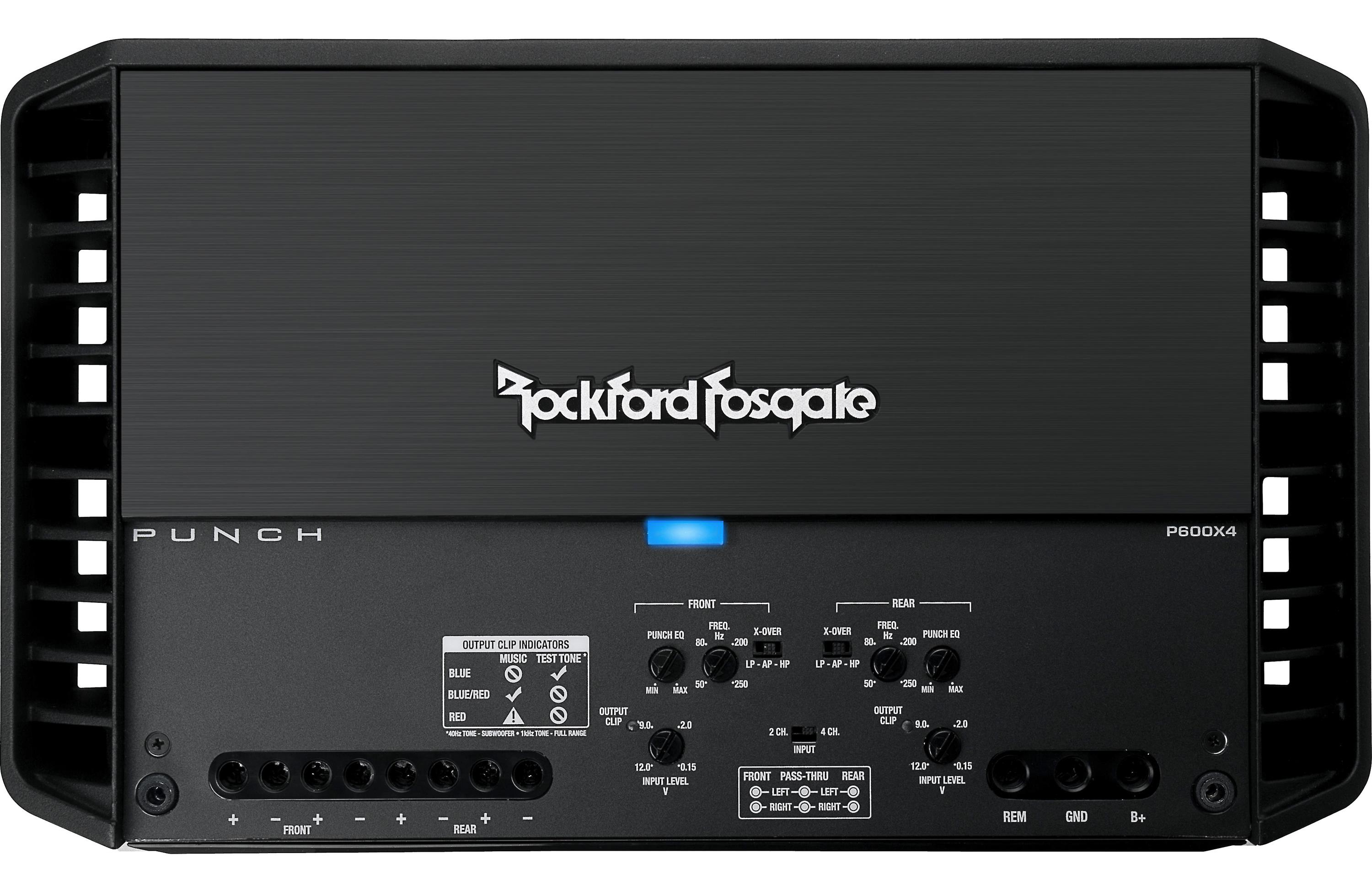 Rockford Fosgate Punch P600X4 4-channel car amplifier — 75 watts RMS x 4