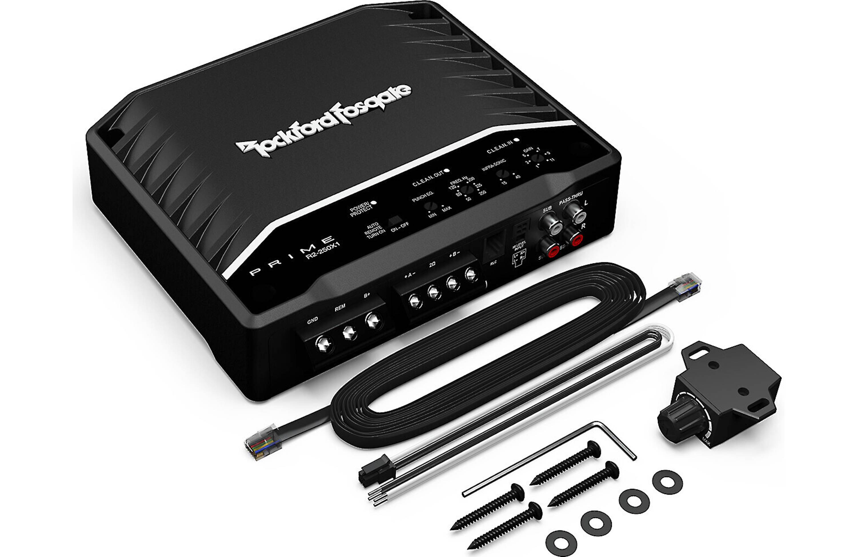 Rockford Fosgate R2-250X1 Prime Series mono subwoofer amplifier — 250 watts RMS x 1 at 2 ohms