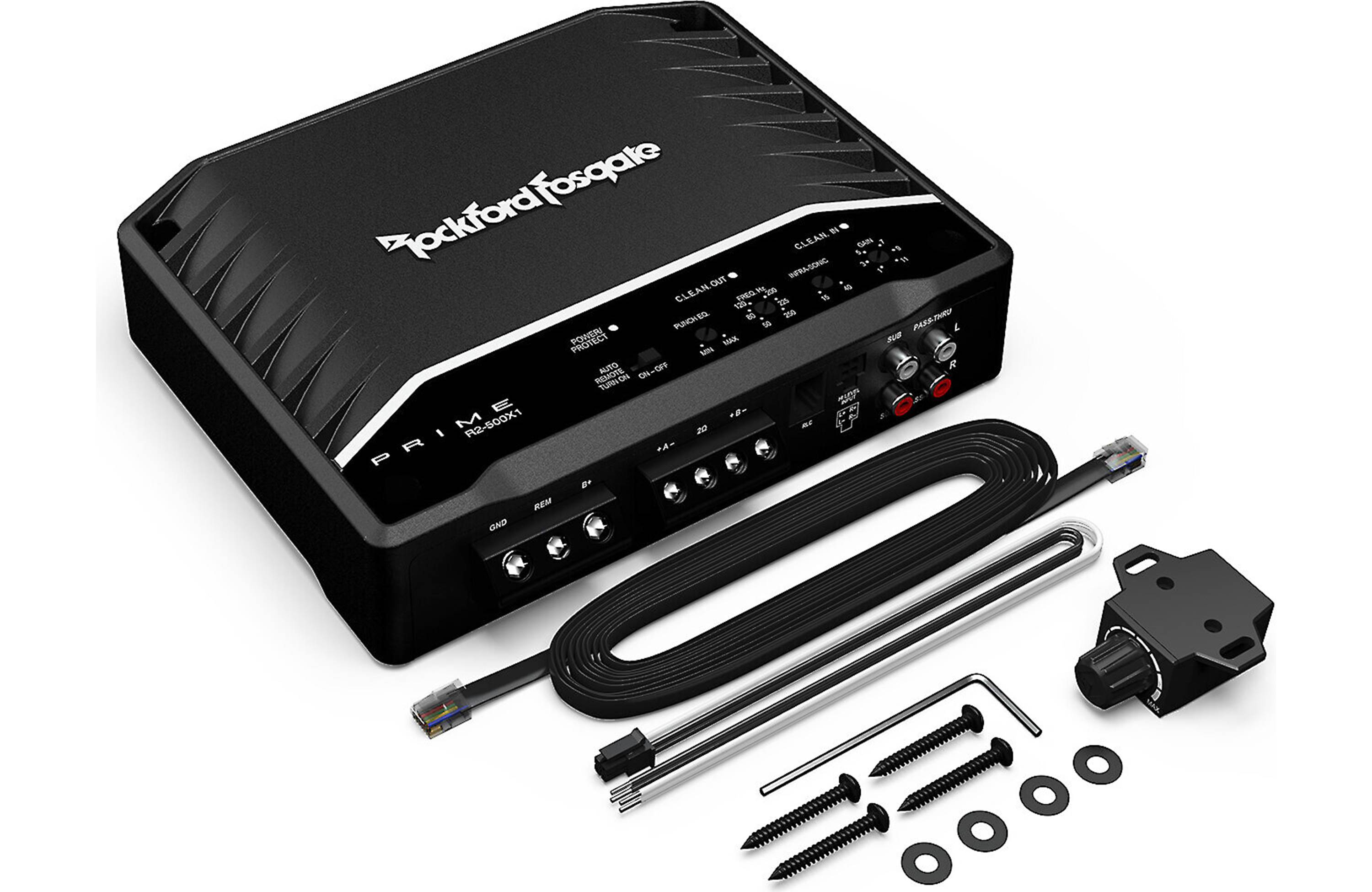Rockford Fosgate R2-500X1 Prime Series mono subwoofer amplifier — 500 watts RMS x 1 at 2 ohms