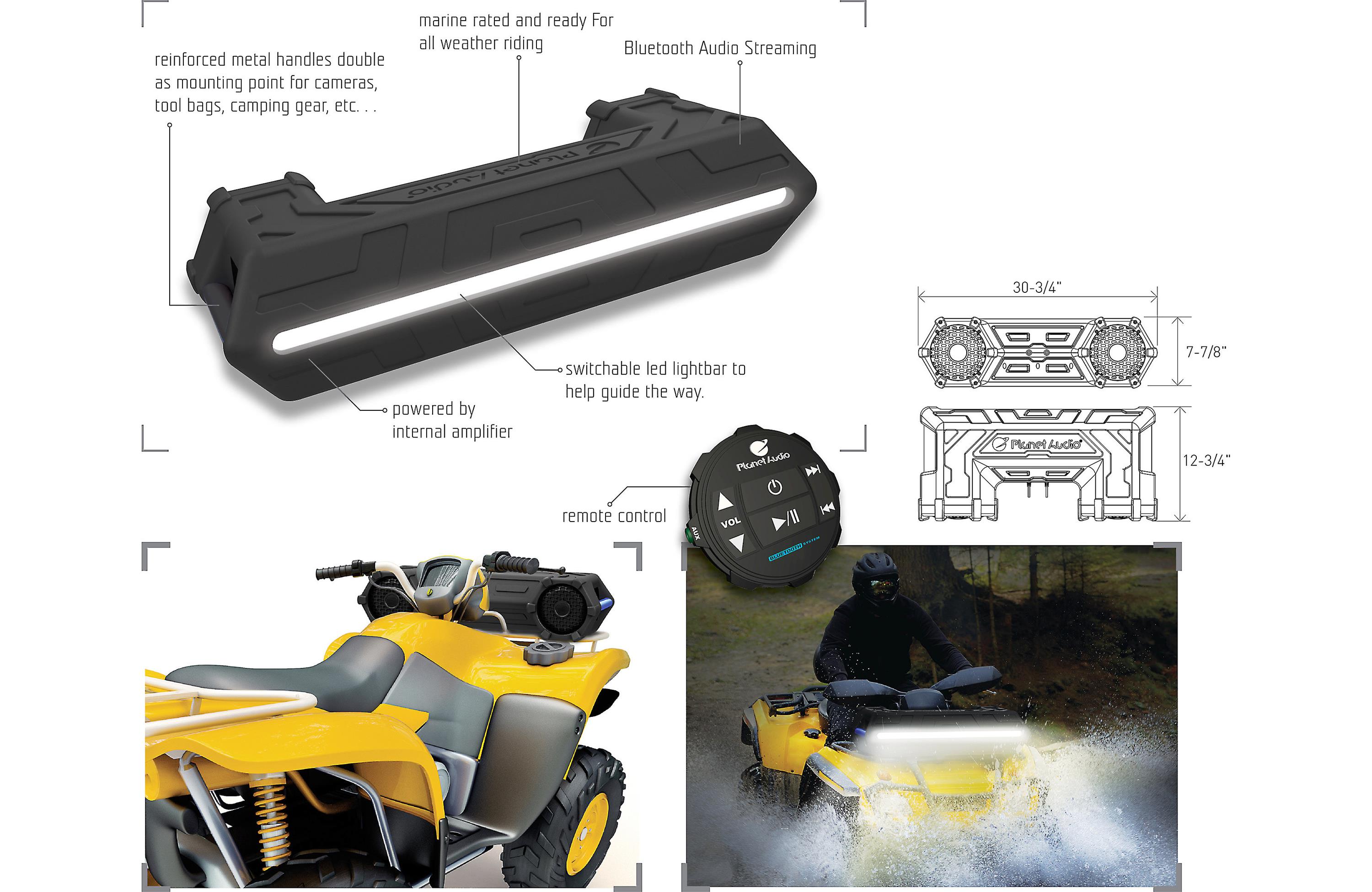 Planet Audio PATV65 All-terrain Bluetooth amplified sound system with 6-1/2