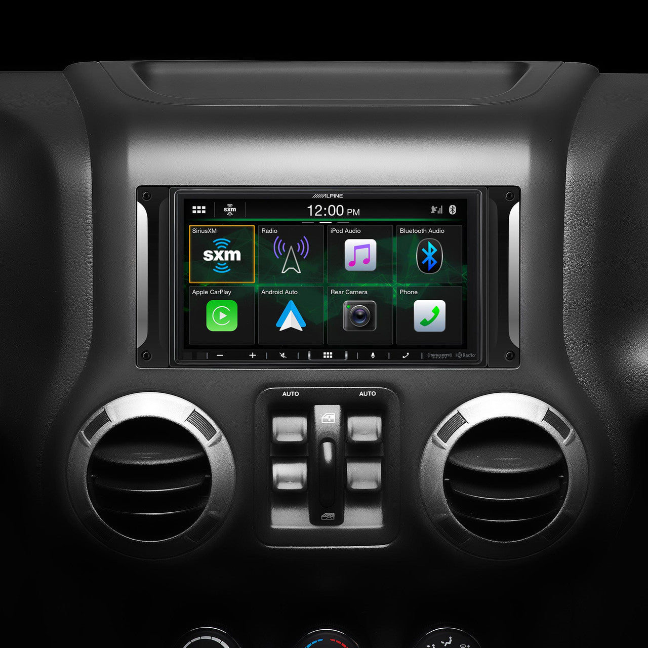 Alpine i407-WRA-JK 7in In-Dash Digital Receiver with Alpine KTA-200M Mono Subwoofer PowerStack Amp Compatible With 07-17 Jeep Wrangler
