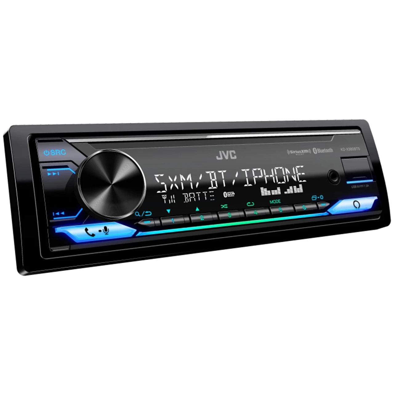 JVC KD-X380BTS Digital Media Receiver featuring Bluetooth / USB / SiriusXM / Amazon Alexa / 13-Band EQ / Variable-Color Illumination / JVC Remote App Compatibility