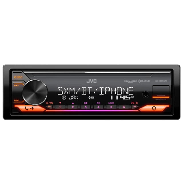 JVC KD-X380BTS Digital Media Receiver featuring Bluetooth / USB / SiriusXM / Amazon Alexa / 13-Band EQ / Variable-Color Illumination / JVC Remote App Compatibility