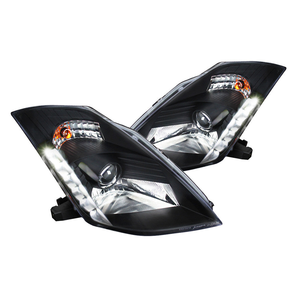 Spec-D 03-05 Nissan 350Z Headlights Projector Matte Black/Clear