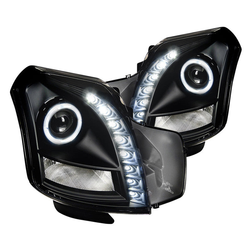 Spec-D 03-07 Cadillac CTS Halo Projector Headlights Black