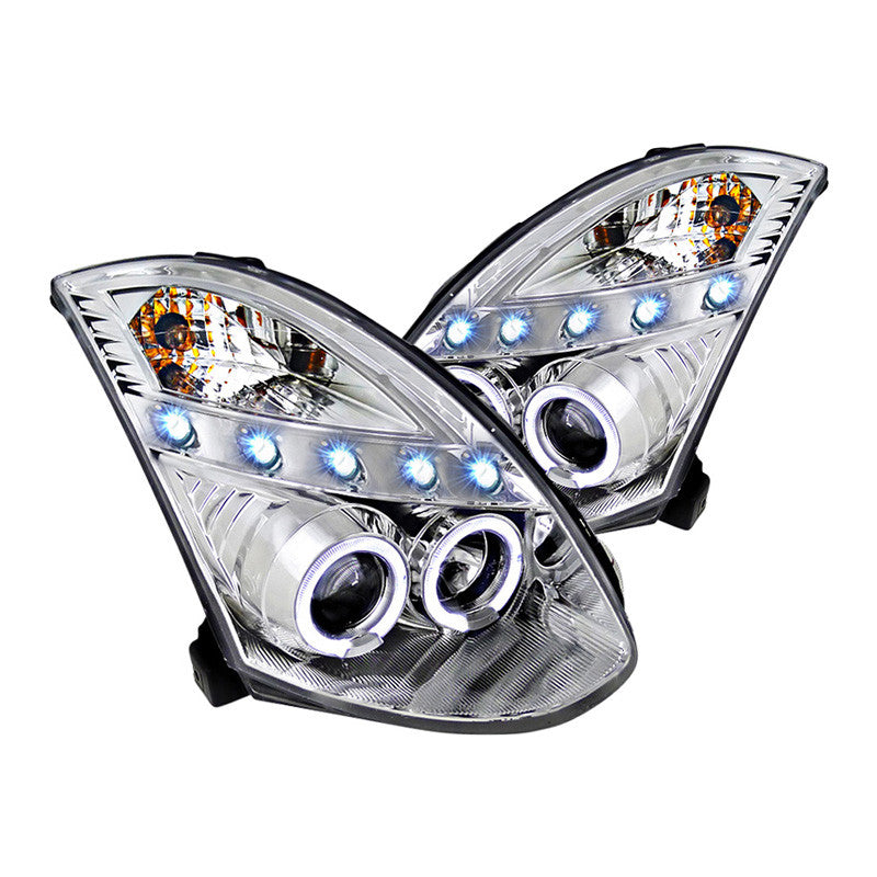 Spec-D 03-07 G35 Coupe Halo Projector Headlights Chrome