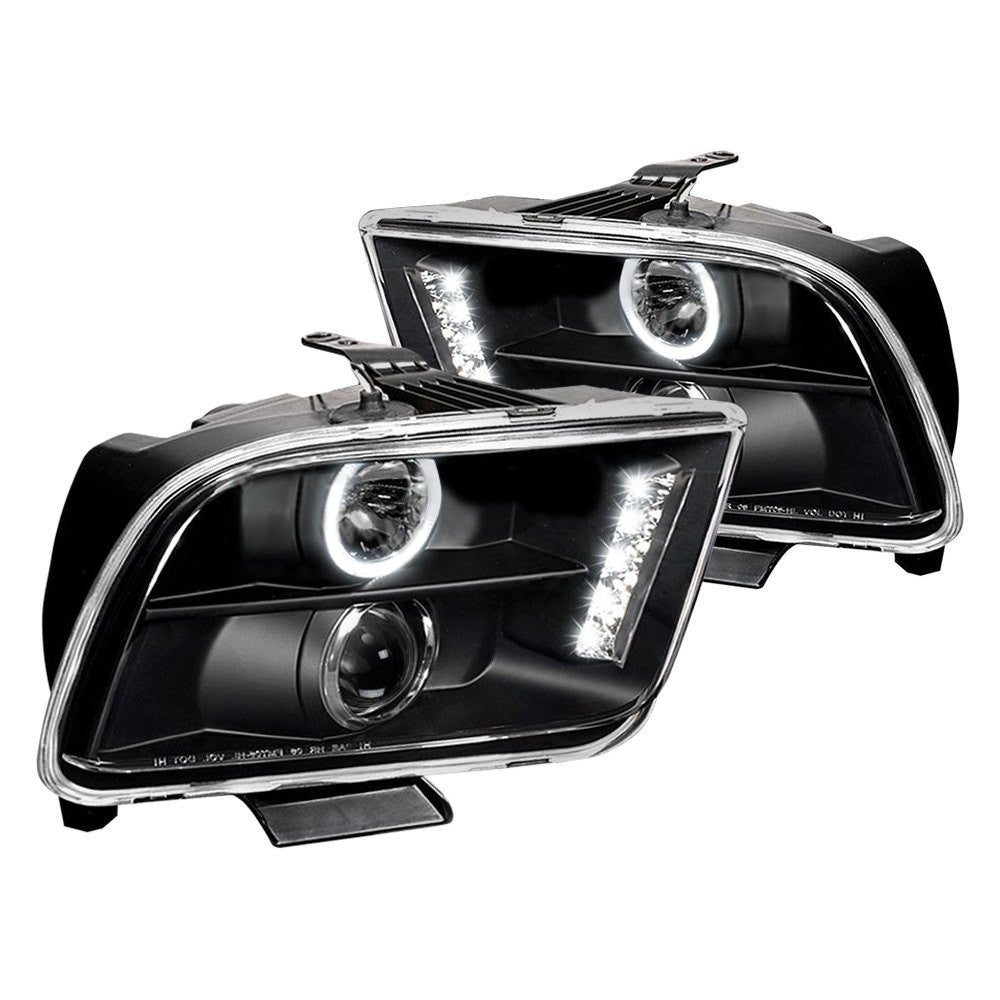 Spec-D 05-09 Ford Mustang Halo Projector Headlights Black