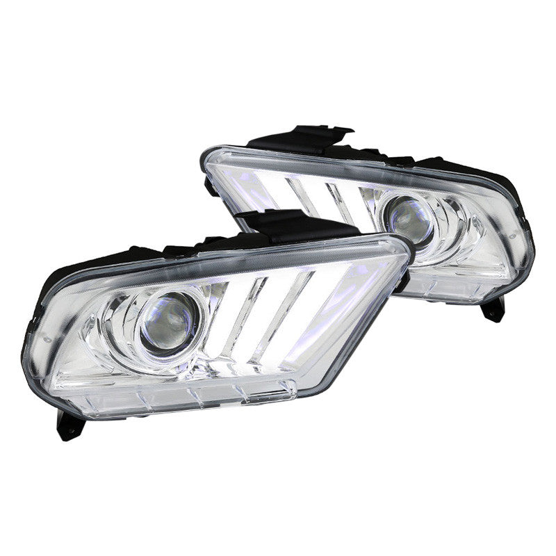 Spec-D 10-14 Ford Mustang Projector Chrome SEQ LED Bar Headlights
