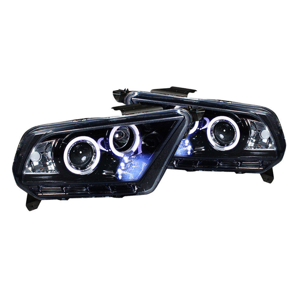 Spec-D 10-14 Ford Mustang Halo Projector Headlights Smoked