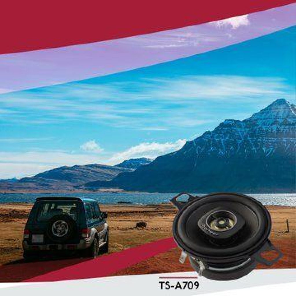 Pioneer TS-A709 A Series 2-3/4” 2-Way 450 Watt Max Power Coaxial Speaker with a 16mm Tweeter – Pair, Black