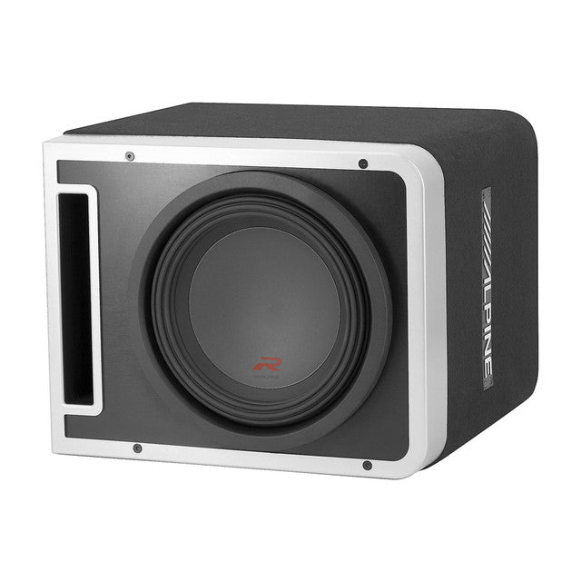 Alpine R-SB10V Pre-Loaded R-Series 10-inch Subwoofer Enclosure, Alpine R-A75M 750 Watt Mono Amplifier, and Wiring Kit
