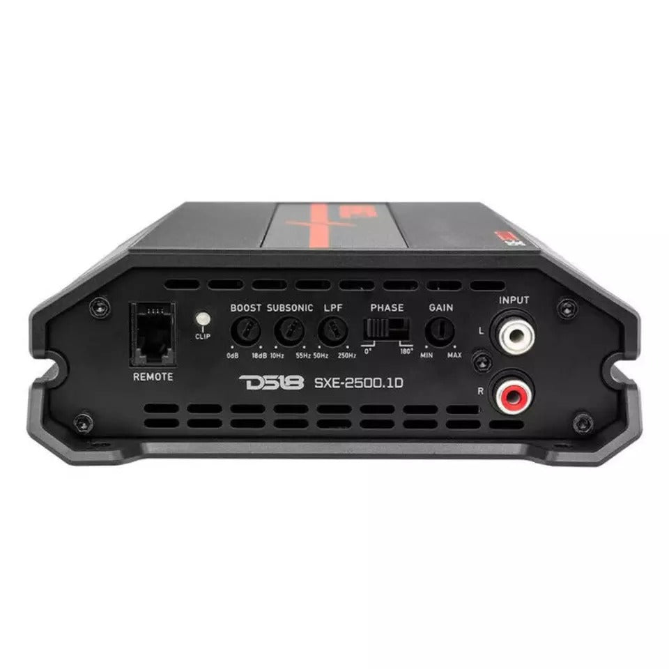 DS18 SXE-2500.1D/BK 1-CH Monoblock 2500W Peak Class-D Car Compact Amplifier