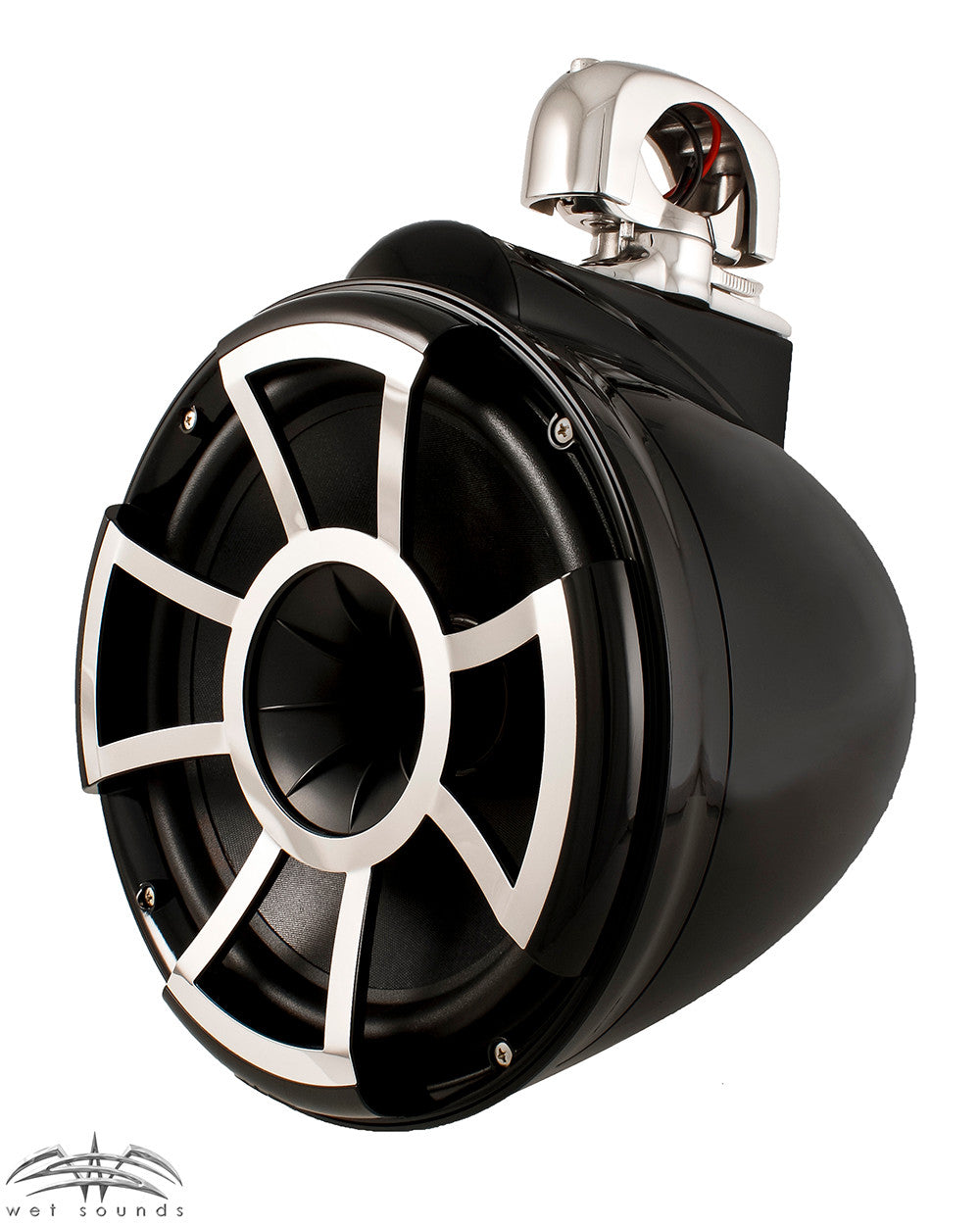 Wet Sounds Black REV 10 Swivel Clamp Tower Speakers with Wet Sounds SD2 1250 Watt Amplifier & Suitz Speaker Covers
