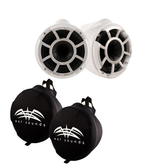 Wet Sounds ICON8-WX ICON Series X-Mount Wake Tower Speakers (pair) with Wet Sounds Suitz8 Speaker Covers