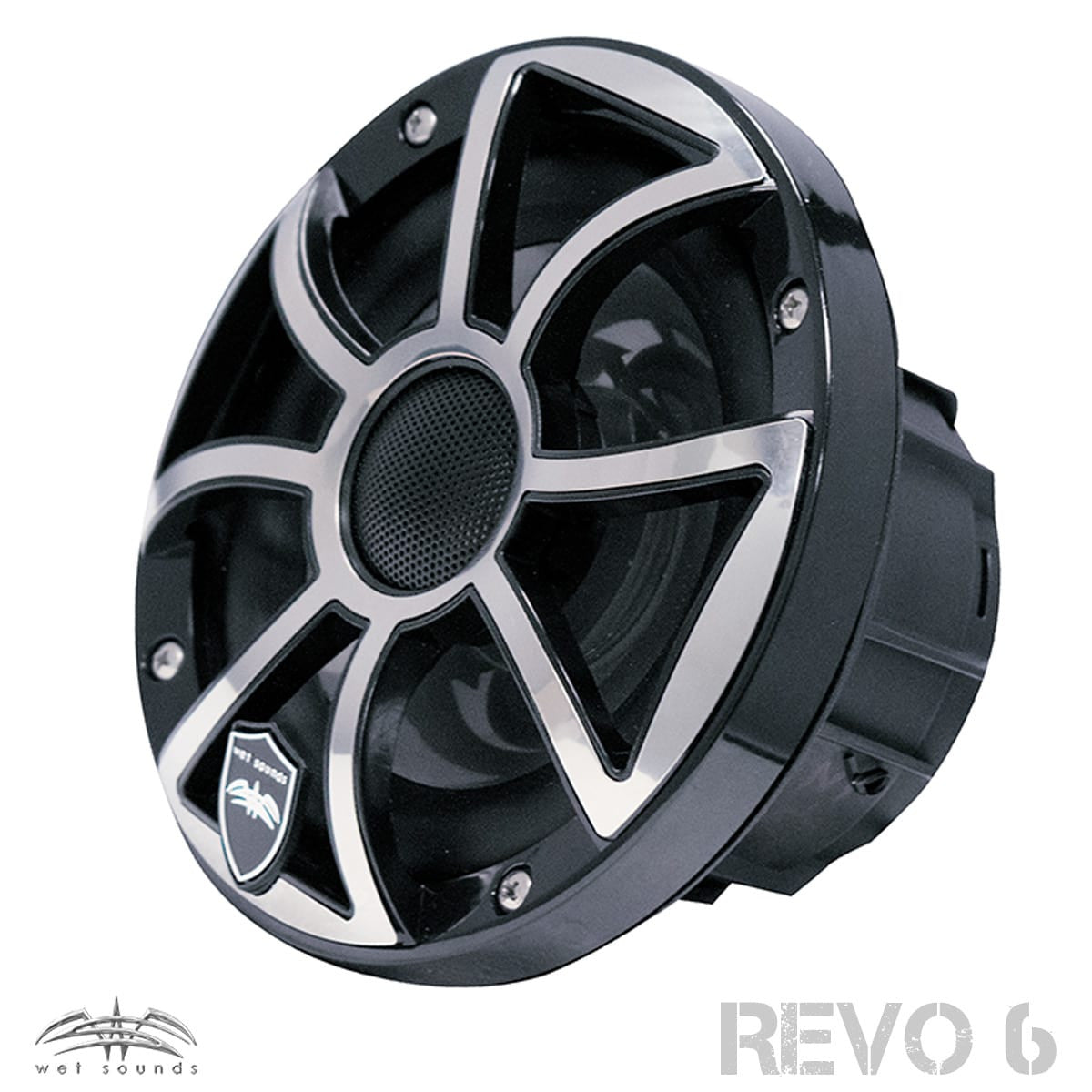 Wet Sounds REVO 6-XSB-SS BlackXS / Stainless Grill 6.5 Inch Marine LED Coaxial Speakers with RGB LED Speaker Rings