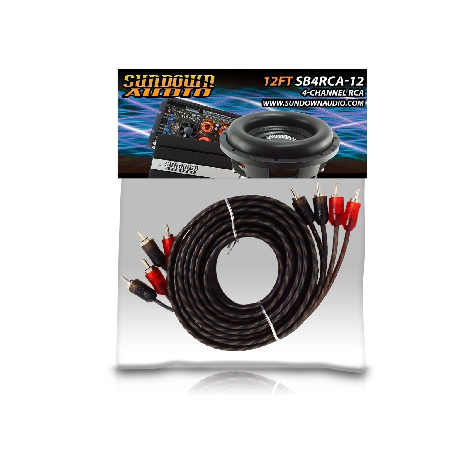 Sundown Audio 12 ft. 4 Channel Budget RCA Interconnect Cables (SB Series)