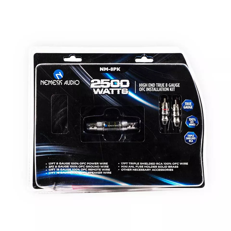 Nemesis Audio NM-8PK 2500W High End True 8 Gauge OFC Car Audio Installation Kit