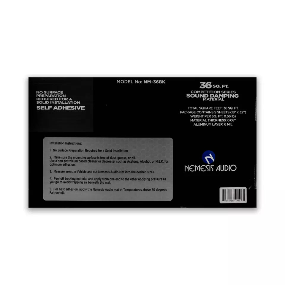 Nemesis Audio NM-36BK 36 Sq. Ft. Self Adhesive Sound Damping Material Bulk Kit