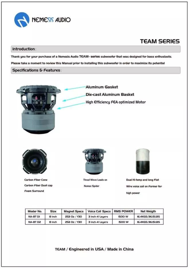 Nemesis Audio NA-8T D2 8