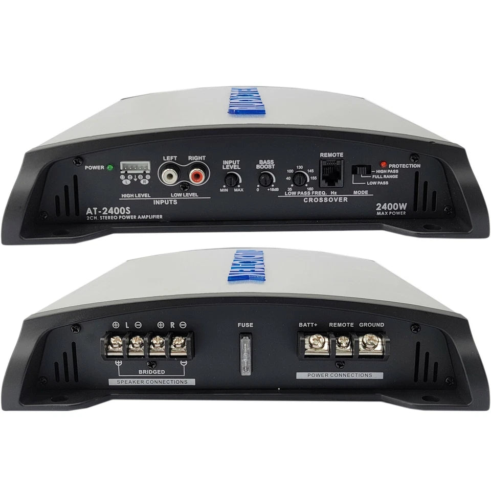 Audiotek AT-2400S 2400W 2-Channel Car Audio Amplifier