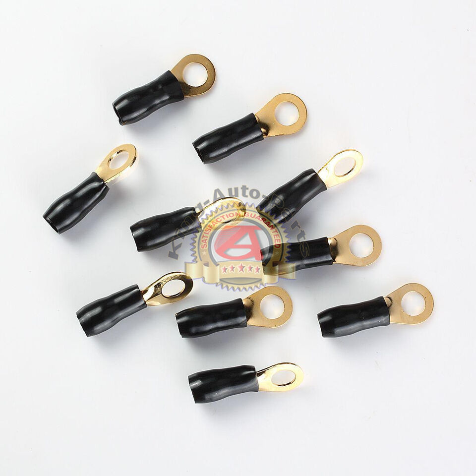Car Audio Power/Ground Wire Ring Terminal Gold 4 AWG Gauge 3/8