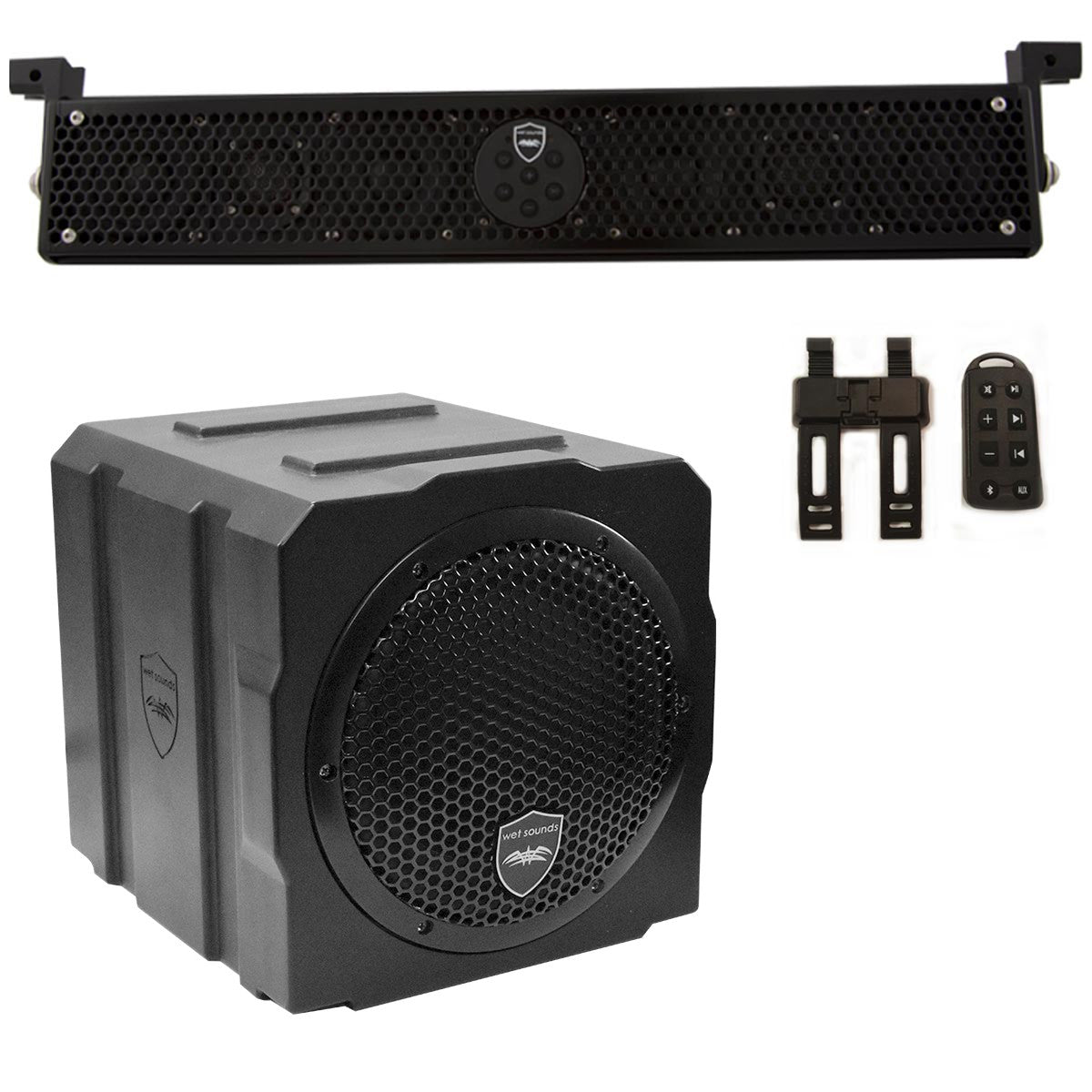 Wet Sounds Package - Black Stealth 6 Ultra HD Sound Bar w/ Remote and AS-8 8