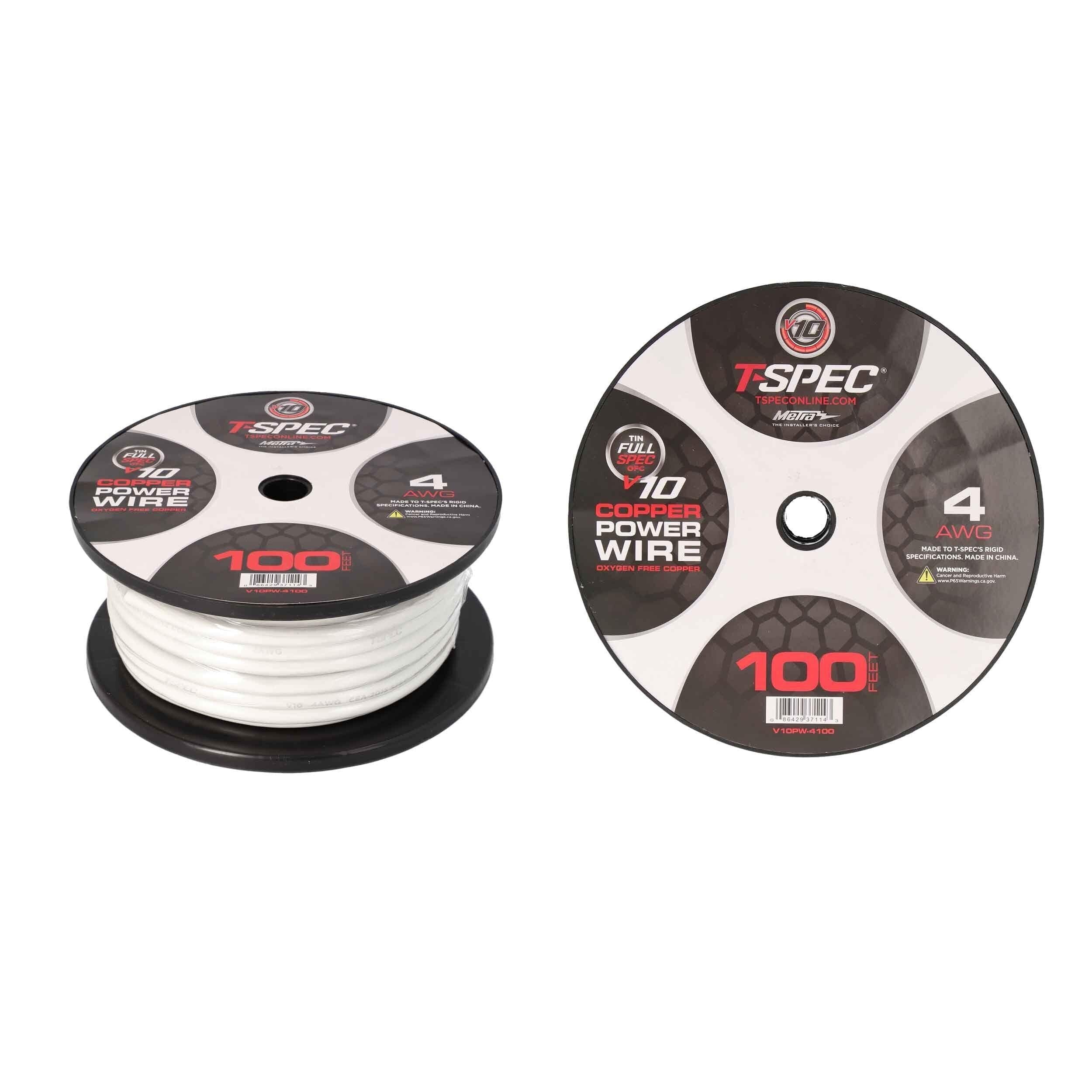 T-Spec V10PW-4100 100 ft. 4 AWG V10 Series Matte Pearl OFC Power Wire